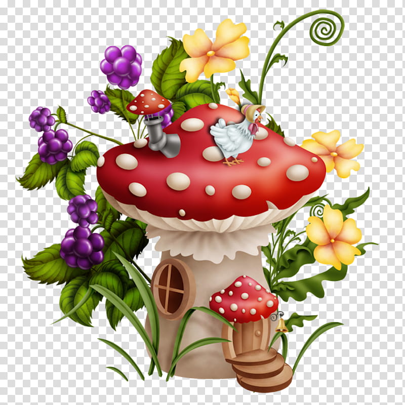 Floral Plant, Painting, Drawing, Mushroom, Fairy, Fungus, Floral Design, Stuffed Mushrooms transparent background PNG clipart
