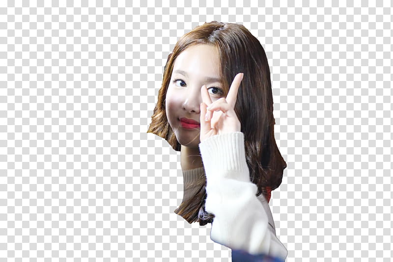 RENDER TWICE NAYEON  s, woman doing peace sign transparent background PNG clipart