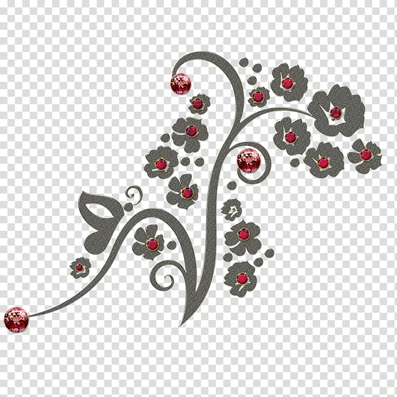 Graceful decorative embellishm, green and red floral decor transparent background PNG clipart