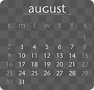 Calendar, August calendar transparent background PNG clipart