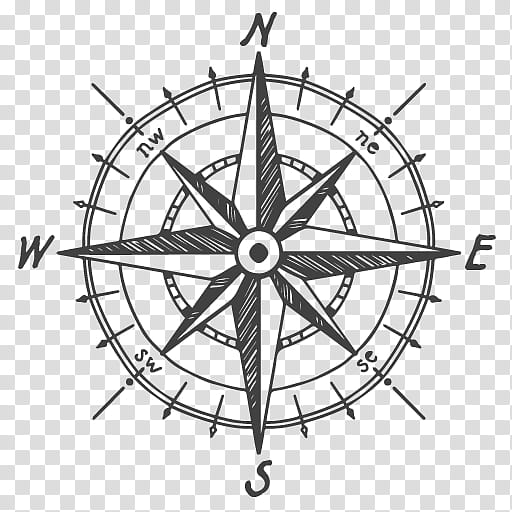 Compass Rose Drawing, North, West, East, South, Clock, Line Art, Auto Part transparent background PNG clipart