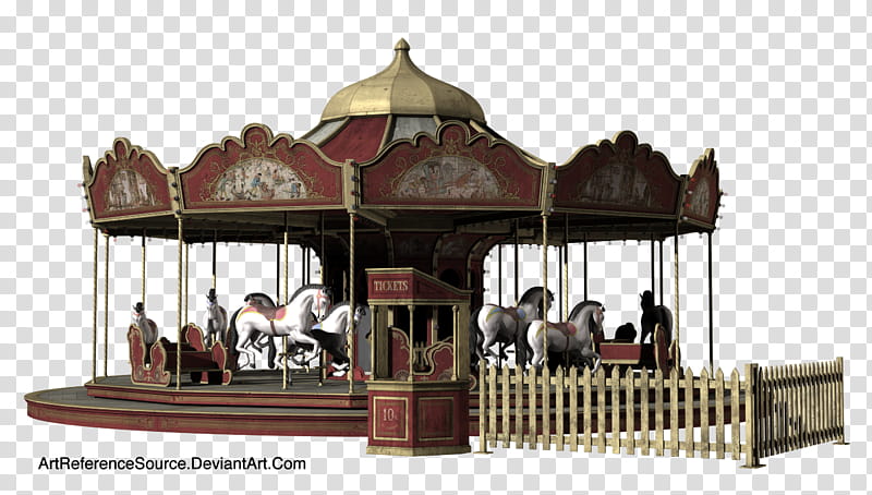 Carousel, brown and multicolored carousel transparent background PNG clipart