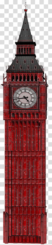 Red objects  , tower building with clock transparent background PNG clipart