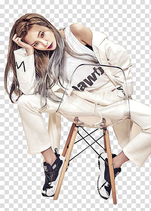 Heize, woman sittig on chair transparent background PNG clipart