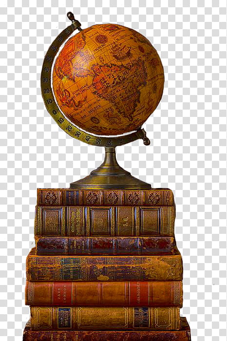 , brown globe on books illustration transparent background PNG clipart