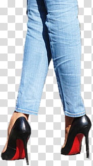 blue denim jeans and black Christian Louboutin stiletto heels transparent background PNG clipart