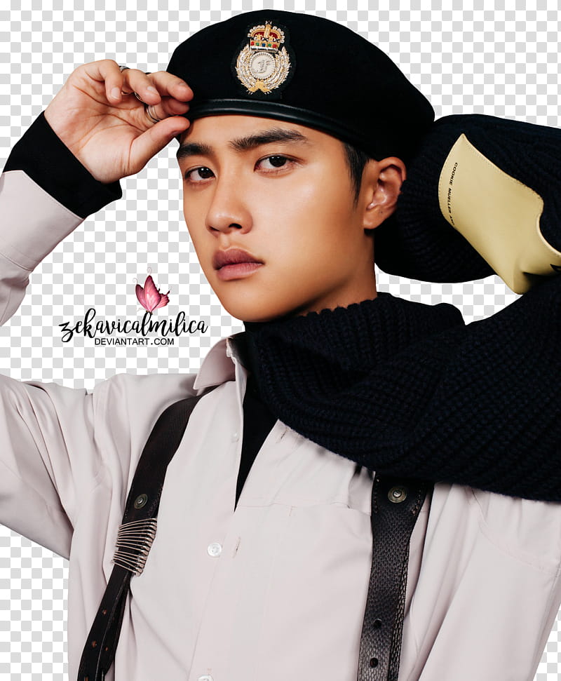 EXO D O Don t Mess Up My Tempo, man wearing black beret transparent background PNG clipart