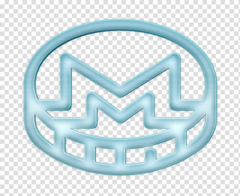 Coin Icon, Cryptocurrency Icon, Monero Icon, Token Icon, Emblem, Logo, Meter, Turquoise transparent background PNG clipart