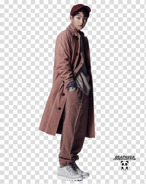 Song Joong Ki, man in pink coat transparent background PNG clipart