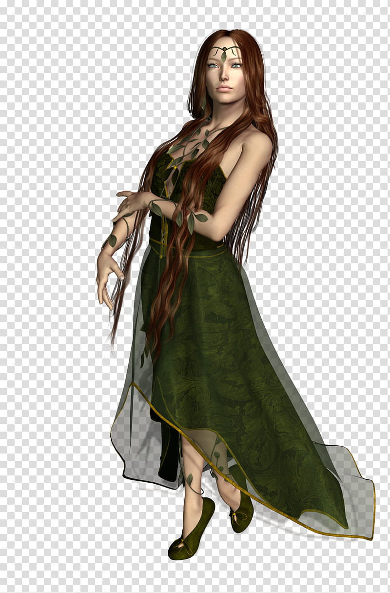 UNRESTRICTED Gaia Tubes, woman wearing green sleeveless dress illustration transparent background PNG clipart