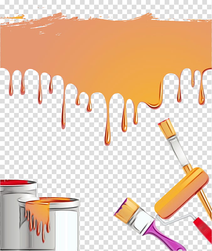 Orange, Watercolor, Paint, Wet Ink, Brush, Paint Roller, Toothbrush transparent background PNG clipart