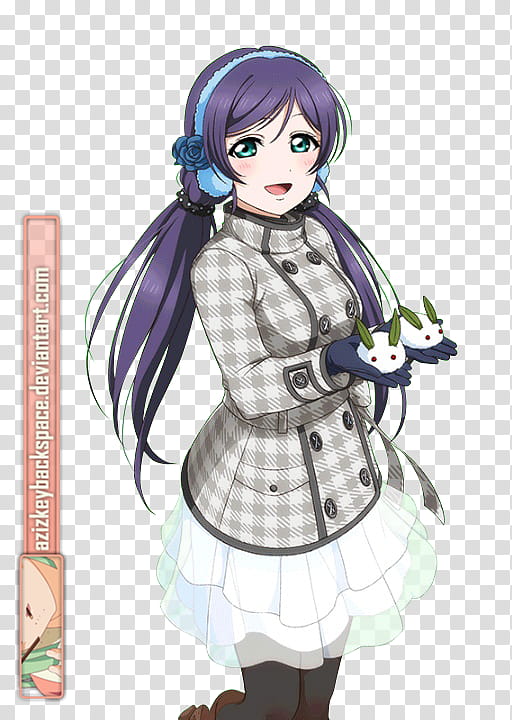 # Toujou Nozomi (Love Live! Card) SR, Render, woman in gray coat anime character transparent background PNG clipart
