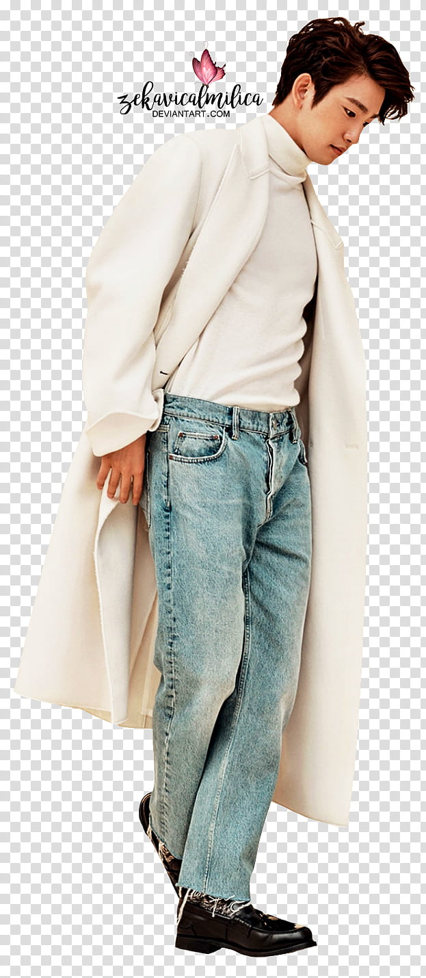 GOT Jinyoung Harper BAZAAR, man in white coat transparent background PNG clipart