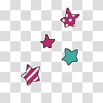 Little Stars, three pink and one green stars illustration transparent background PNG clipart