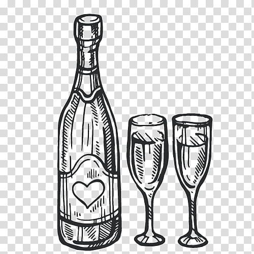 Two glasses of champagne. Glass of wine. Vector doodle illustration. Sketch.  9233552 Vector Art at Vecteezy