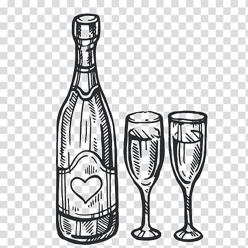 champagne clip art black and white