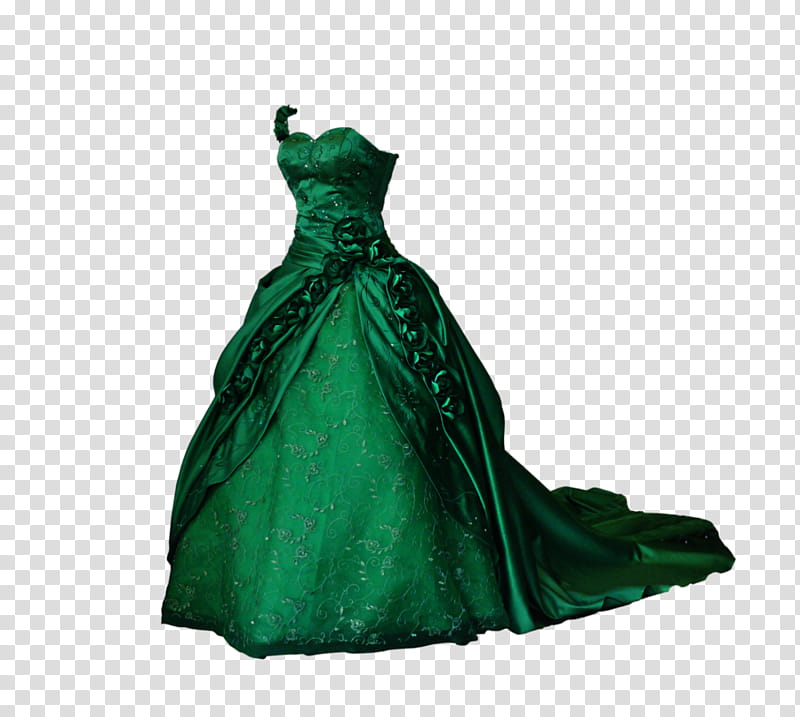 Vintage Dress, green ballgown transparent background PNG clipart ...