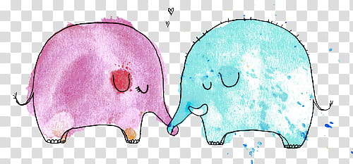objects O, pink and blue elephant illustration transparent background PNG clipart