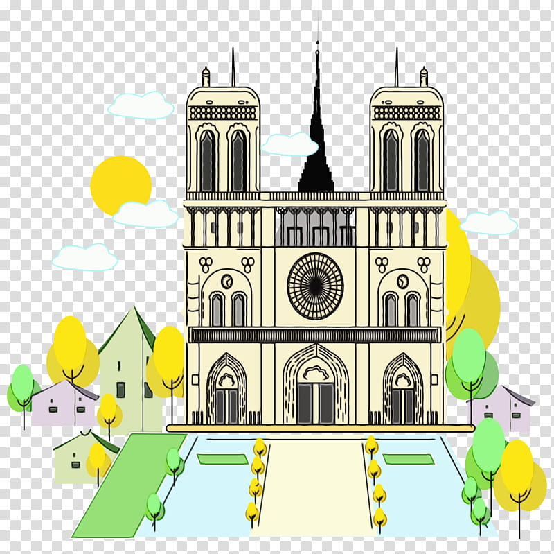landmark cartoon church architecture place of worship, Watercolor, Paint, Wet Ink, Parish, Cathedral, Basilica, Castle transparent background PNG clipart