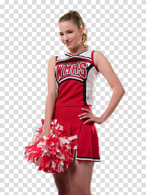 woman wears red cheerleader uniform transparent background PNG clipart