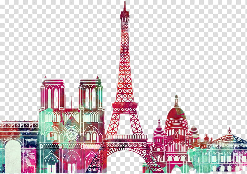 Eiffel Tower Drawing, Painting, Watercolor Painting, Paris, Landmark, Pink, Red, Spire transparent background PNG clipart