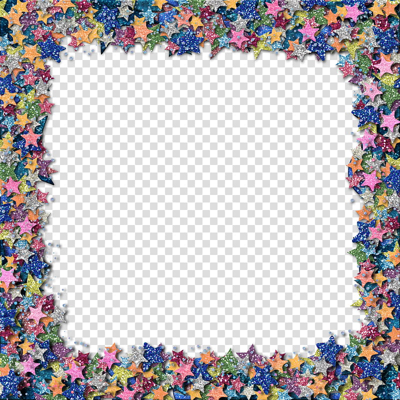 Glitter Star Border, blue, yellow, and brown star frame illustration transparent background PNG clipart