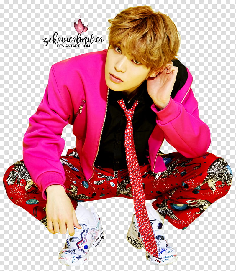 NCT  Jaehyun Cherry Bomb, male K-pop member squatting transparent background PNG clipart