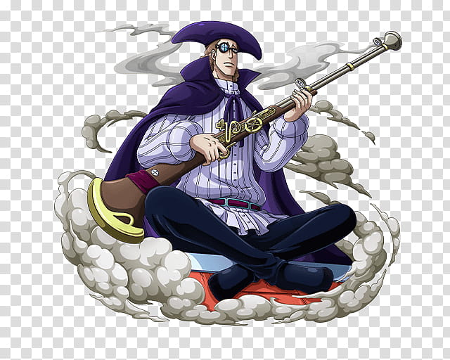 Van Augur the Supersonic of BlackBeard Pirates, man holding rifle anime character illustration transparent background PNG clipart