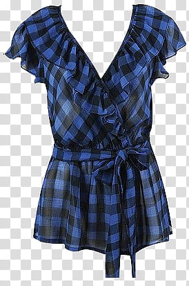 Scottish Shirts, blue and black buffalo plaid wrap dress transparent background PNG clipart