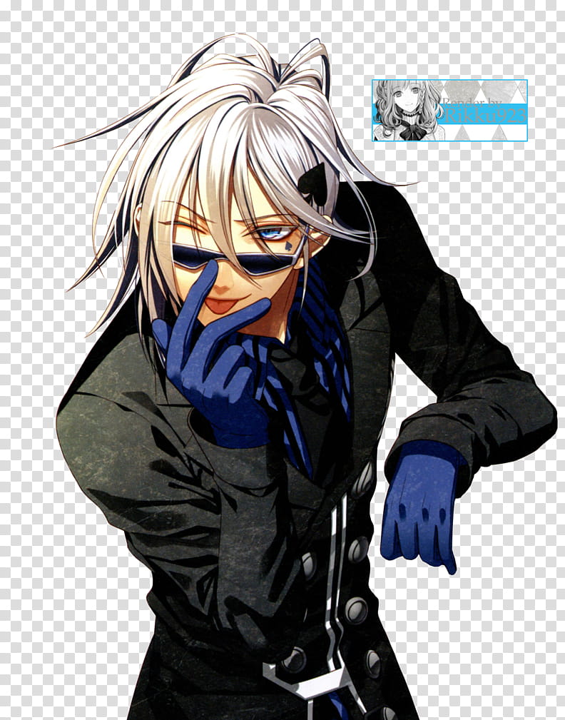 Ikki. (AMNESIA) Render, grey-haired male anime character sticking his tongue out transparent background PNG clipart