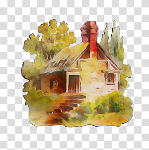 Watercolor, Watercolor Painting, Figurine, House, Cottage transparent background PNG clipart thumbnail