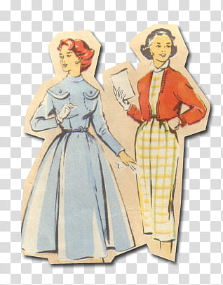 retro style from  s, illustration of two women transparent background PNG clipart