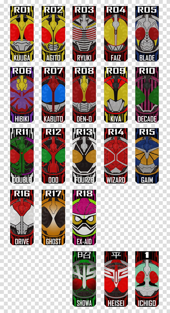 Kamen Rider Ghost All Stickers Legend transparent background PNG clipart