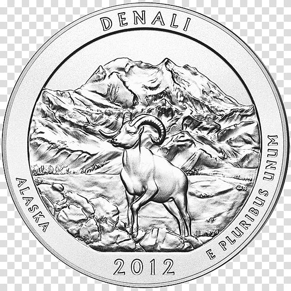 Silver Circle, QUARTER, National Park, Coin, Uncirculated Coin, America The Beautiful Silver Bullion Coins, United States Mint, Denali National Park And Preserve transparent background PNG clipart