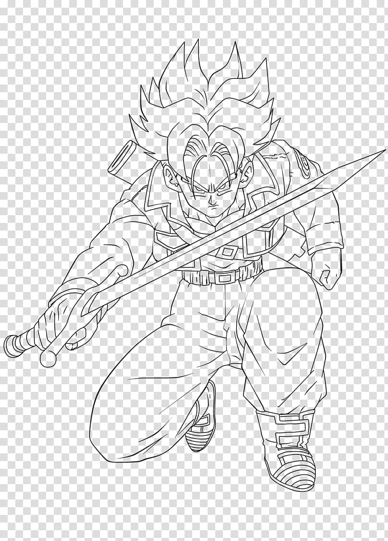 Future Trunks lineart transparent background PNG clipart