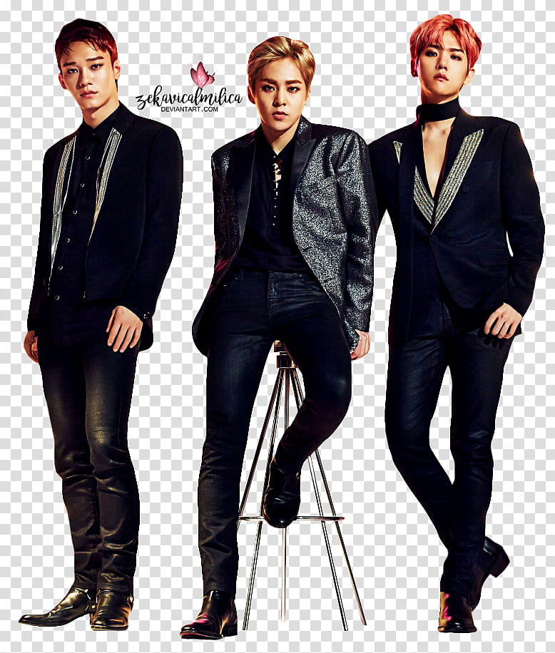 EXO CBX MAGIC, man sitting on stool transparent background PNG clipart