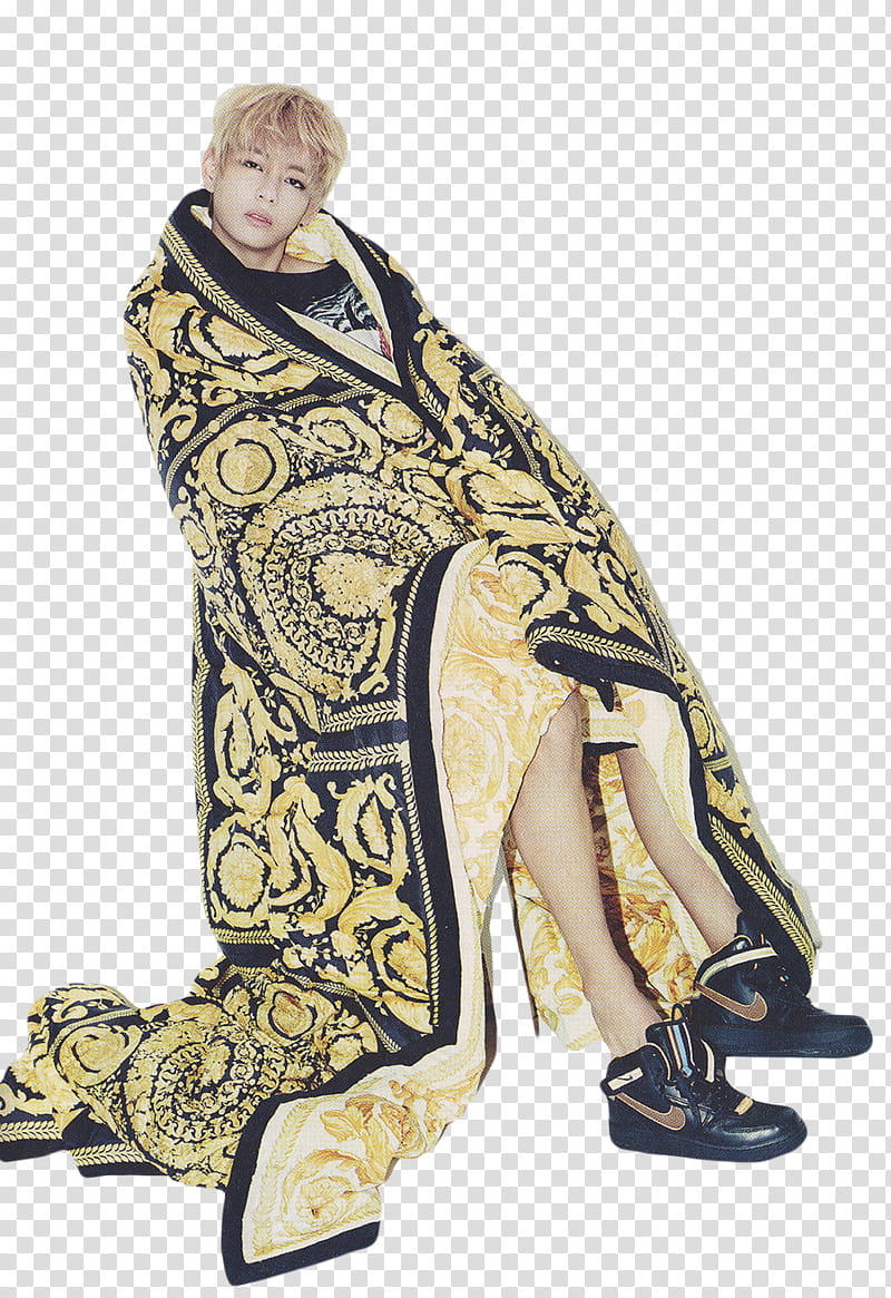 BTS, man wrapped with black and yellow blanket transparent background PNG clipart