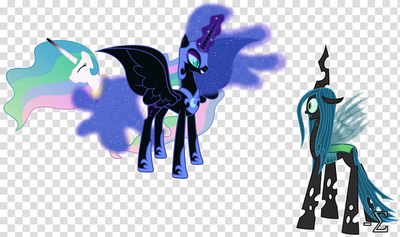 Nightmare Moon Battles Chrysalis, two assorted-color my little pony illustration transparent background PNG clipart