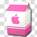 Icons, Apple_Pink, pink and white milk carton with Apple logo transparent background PNG clipart