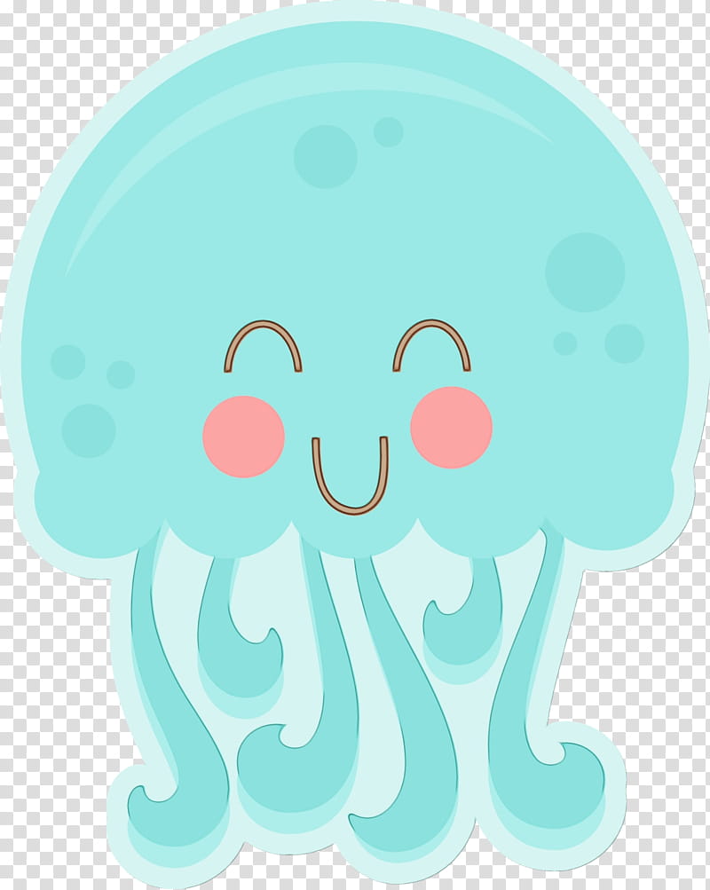 turquoise aqua cartoon octopus marine invertebrates, Watercolor, Paint, Wet Ink, Meteorological Phenomenon, Cloud transparent background PNG clipart