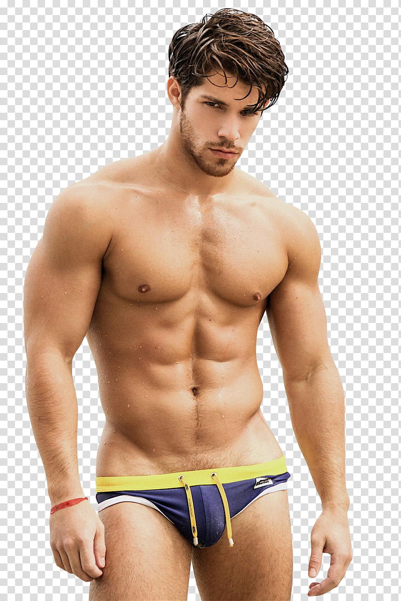 Hot boy, men wearing blue and yellow underwear transparent background PNG clipart