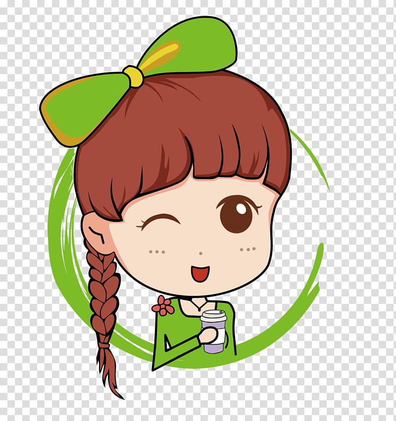 Green Leaf, Cartoon, Character, Dab, Live Television, Wechat, Baidu, 2dcode transparent background PNG clipart