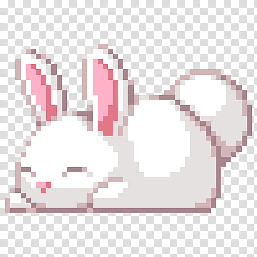 Pixel pink, white bunny pixelated illustration transparent ...