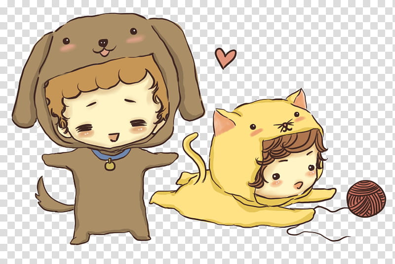 One Direction Caricaturas , girl and boy wearing dog and cat onesie illustration transparent background PNG clipart