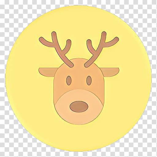 Reindeer, Cartoon, Yellow, Head, Antler, Nose, Plate, Smile transparent background PNG clipart