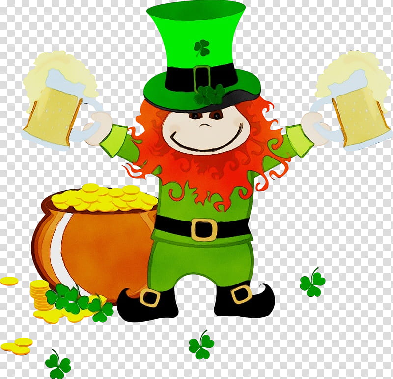 Saint Patricks Day, Watercolor, Paint, Wet Ink, Drawing, March 17, Logo, Leprechaun transparent background PNG clipart