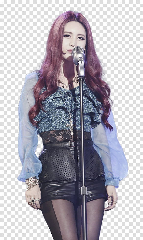 Qri T ara, woman standing in front of microphone transparent background PNG clipart