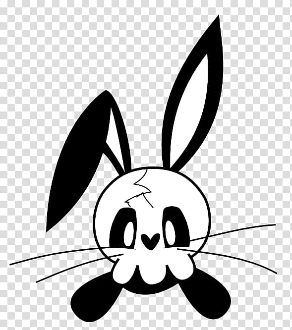 Skull Bunny, black and white bunny illustration transparent background PNG clipart