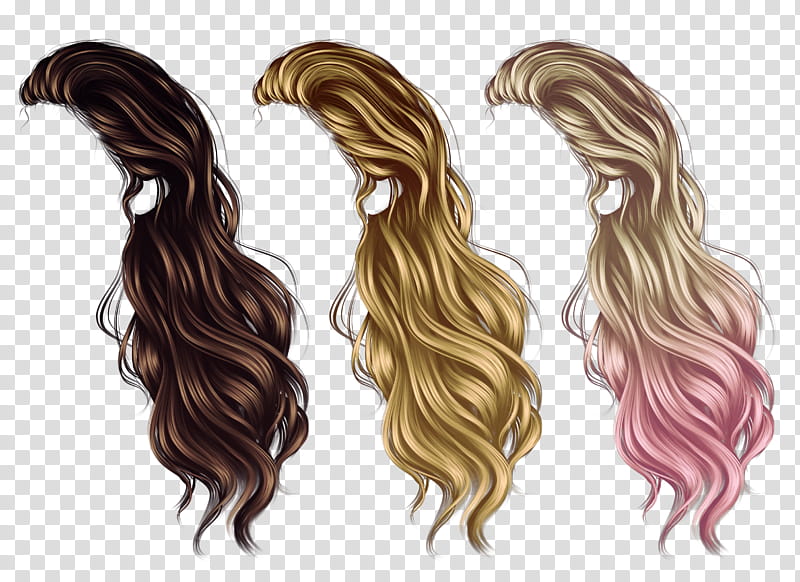 Hair, three assorted color hair transparent background PNG clipart