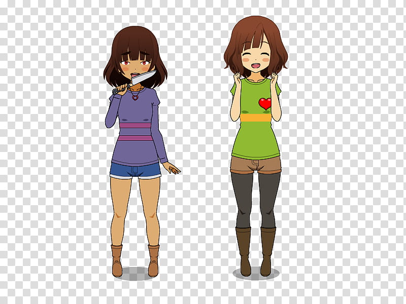 Kisekae: .UnderSwap Frisk and Chara.: transparent background PNG clipart.